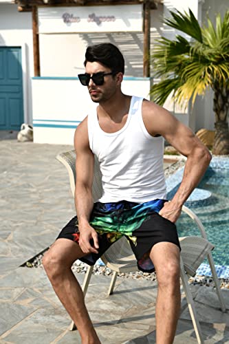 Belovecol Teens Boys Beach Shorts Skull Bathing Suits Swimwear 3D Print Graphic Colorful Smoke Swim Trunks Black S #TOP3