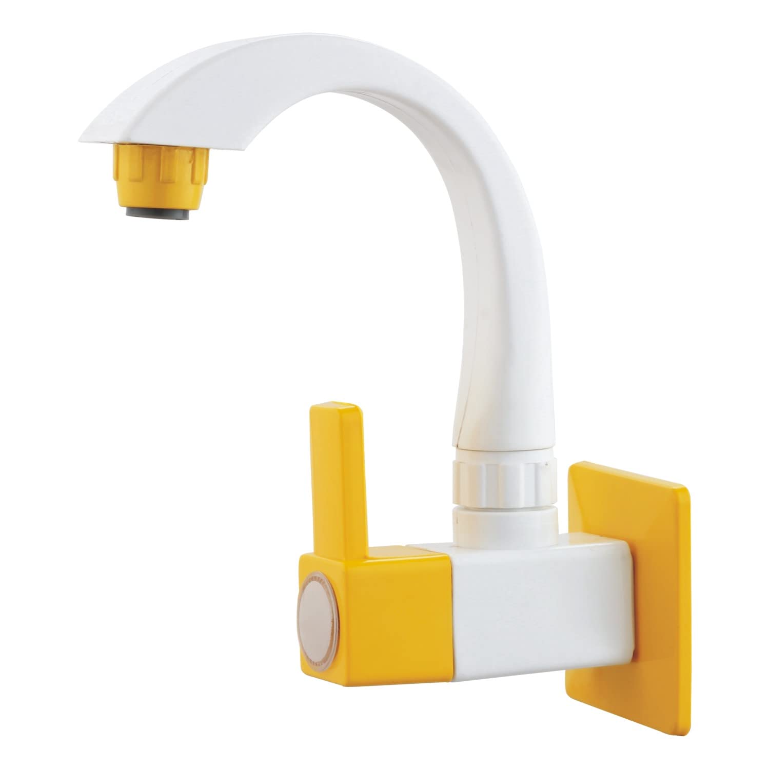 SanituF Sink Cock PTMT Tap | PTMT Plastic Square Series | Sink Cock with Wall Flange Tap/Faucet | (Pack of 1) | (Ivory) (Yellow) (B0BPHW32J4) Amazon Price History, Amazon Price Tracker