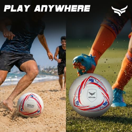 Image of XTRIM Football, Size 5, Rubberized Moulded Soccer Ball for Training, Firm Grip, Butyl Bladder, Air Retention, Outdoor Play for Turf, Grass & Hard Ground, Multicolour, 220mm Dia, 400 GMS