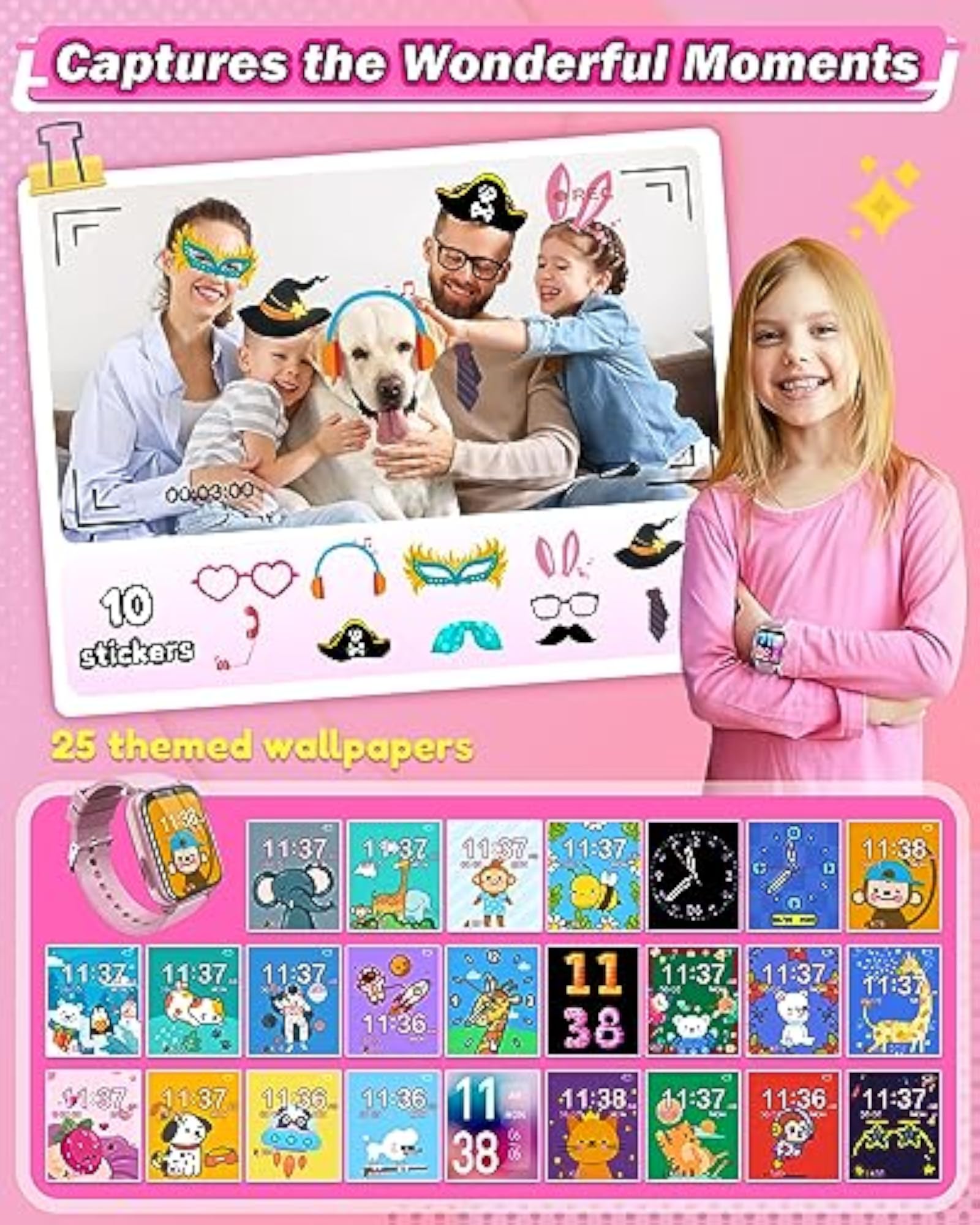 Kids Smart Watch with Dual Cameras & Games