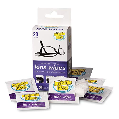 Image of Invisible Glass 90102 Lens Cleaning Wipes - Streak-Free, Lint-Free Wipes for Glasses, Camera Lenses, Binoculars & Smartphone Cameras, Safe on Reflective Coatings - 20 Count