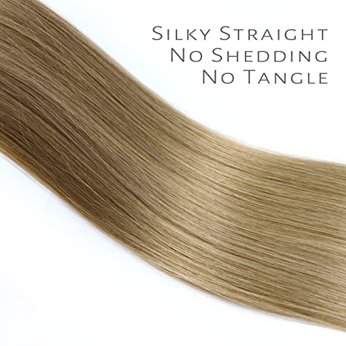 Lacerhair Remy Hair Extensions Tape In Human Hair #8 Light Brown Straight Skin Weft 20 Inch 20Pcs 50G Real Hair Extensions #TOP2