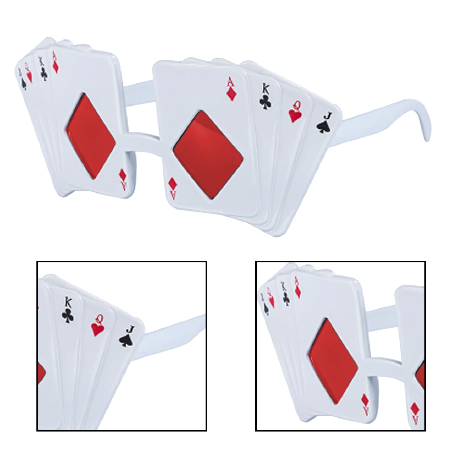 NAUZE 2Pieces Poker Cards Sunglasses Novelty Kids Adult Queen Aces King Sunglasses Playing Card Party Supplies for Halloween Casinos Accessories - Image 2