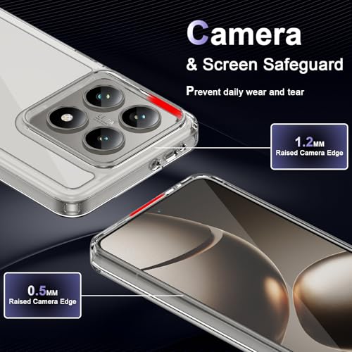 Image of Case for Xiaomi 14T /Xiaomi 14T Pro 5G, Military Grade Drop Protection Phone Case, Yellowing Resistant, Anti-Scratch Hard PC Back, Shockproof Hard Ultra-Thin Protective Cover, Clear