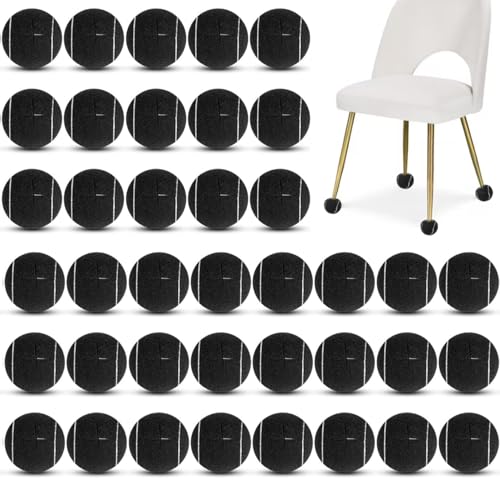 40 PCS Precut Tennis Balls Furniture Pads, 2.5 Inch Anti Scratch Black Pre Cut Tennis Balls Wood Floor Protectors, Rubber Chair Socks Caps for Home Office Classroom Table Desk Legs, Chairs Feet