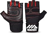 MAVIKS Gewichtheben Fitness Workout Gym Handschuhe mit Handgelenkbandagen für Männer und Frauen, Trainingshandschuhe für Crossfit Training, Klimmzüge, Gewichtheben (Red, S)