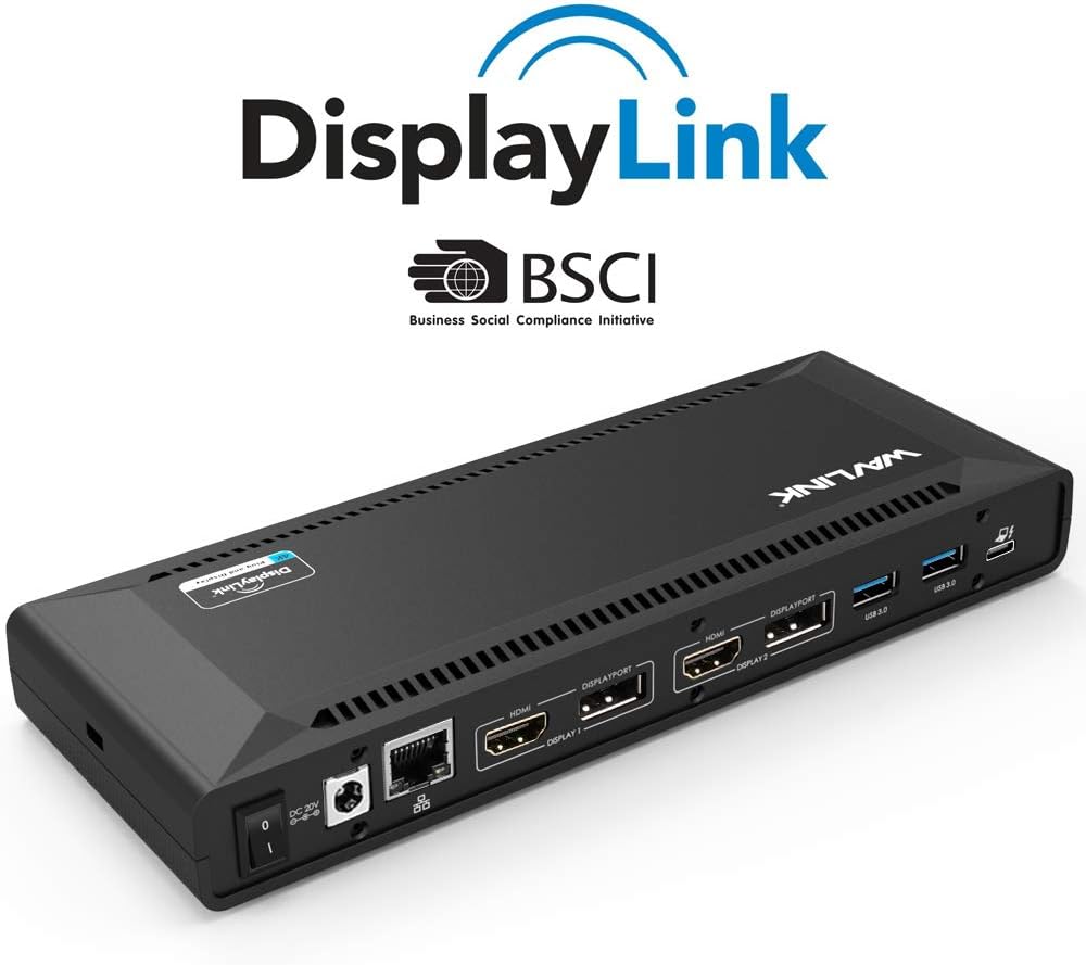 WAVLINK Dual 4K@60Hz USB C Laptop Docking Station with 65W Host Charging, Dual 5K/4K@60Hz, Displaylink Dock with 2xDisplay, 2xHDMI, 6xUSB 3.0 Port, Gigabit Ethernet