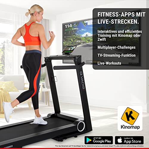 HAMMER Laufband Q. VADIS 5.0, 90% vormontiertes Laufband, senkrechte Klappfunktion, LCD-Anzeige, App-Steuerung, Kinomap… – Bild 4