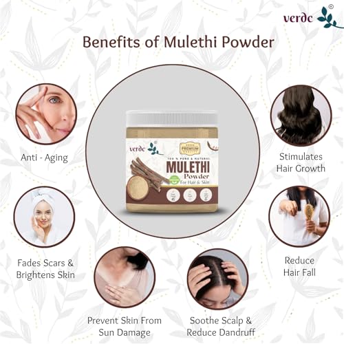 Image of 100% Pure & Natural Mulethi (Glycyrrhiza glabra, Liquorice, Yashimadhu) Powder for Face /Hair /Skin - Pigmentation-Free Skin Whitening Facepack - (100 GM)