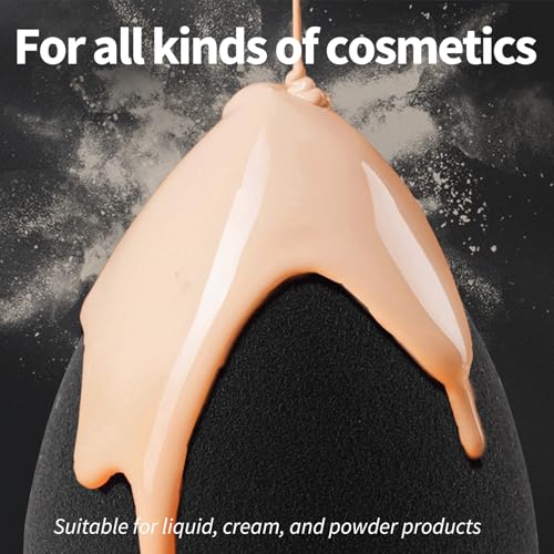 BEAKEY Makeup Sponge Set, Foundation Blending Beauty Sponge, Makeup Applicator Flawless for Liquid, Cream, and Powder, Latex Free and Vegan Makeup Sponges-5 Pcs Black - Image 3