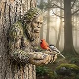 Tree Face Decor for Outdoor Garden - Funny Bigfoot Sculpture 6 Inch, Hand Painted Resin Wall Hanging Art with Keyhole Mount, Unique Yard Decoration Gift for Nature Lovers, Sasquatch Garden Art