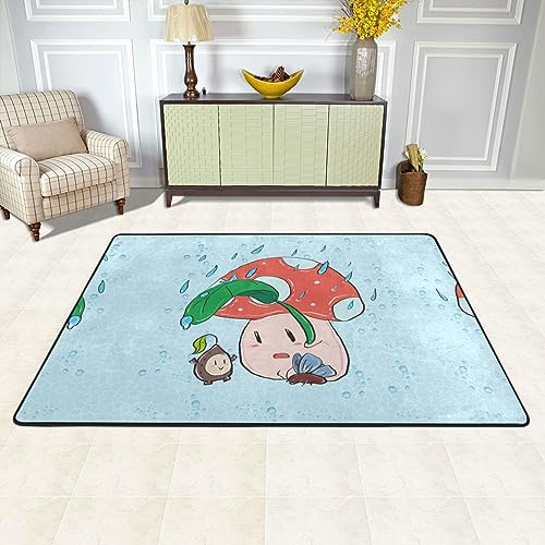 Tapete de franela HYTTER de girasoles y hongos para hogar 36x24" 3