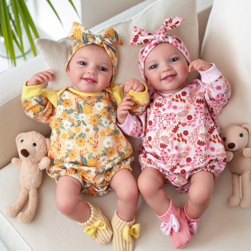 Image of BABESIDE Lifelike Reborn Baby Dolls - 20 Inch Twins with Sweet Smile & Realistic Soft Body - Newborn Baby Dolls for Kids Age 3+