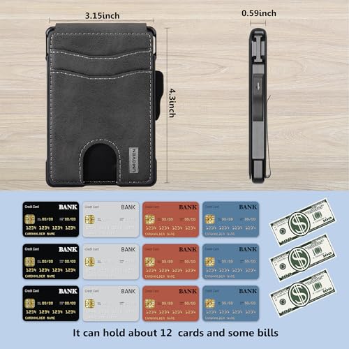 Image of umoven Wallet for Men - with Money Clip Slim Leather Slots Credit Card Holder RFID Blocking Bifold Minimalist Wallet