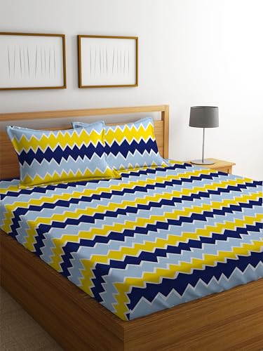 Image of HOMEKART 3D Printed 144 Tc Microfiber Double Bedsheet with 2 King Size Pillow Covers Breathable | Wrinklfree | Summer | Topsheet (Yellow Cricle Print, 90 x 90 Inches)