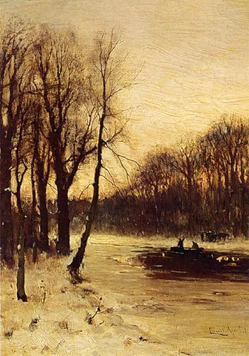 Peinture sur toile paysage d'hiver au crépuscule Louis Apol pour chambre chaleureuse