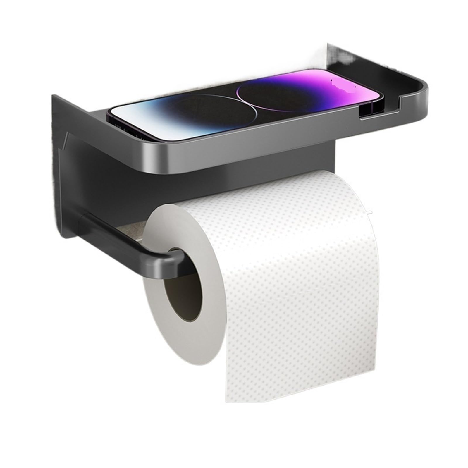 HLTYGWX Porta Carta igienica Portaoggetti in plastica Portasciugamani da Cucina Posizionamento di Bottiglie di condimento Rotolo da Parete per Telefono Facilità di Installazione (Nero-1 Pezzo)