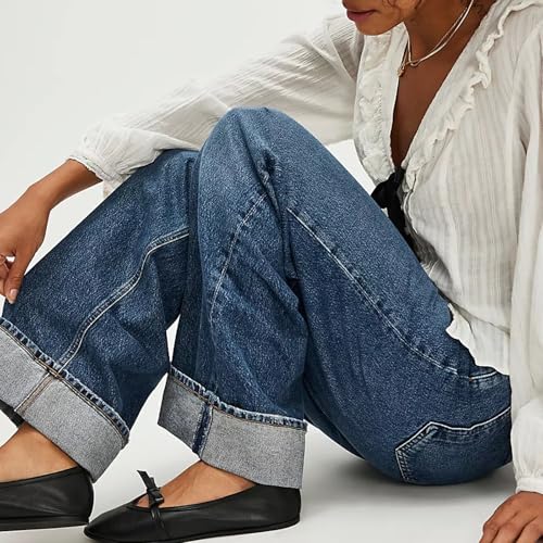 Baggy Jeans for Woman Casual High Waisted Wide Leg Jeans Stretchy Loose Fit Straight Leg Denim Pants 2025 Summer Fall4