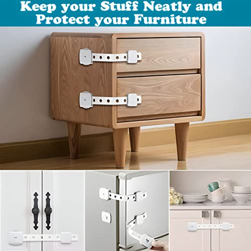 Image of KidDough Multicolor Furniture Safety Locks For Kids - Pack Of 4 Locks, Double Lock System, For Drawers, Cupboard Lock, Baby Proofing Product, Strong & Adhesive Safety