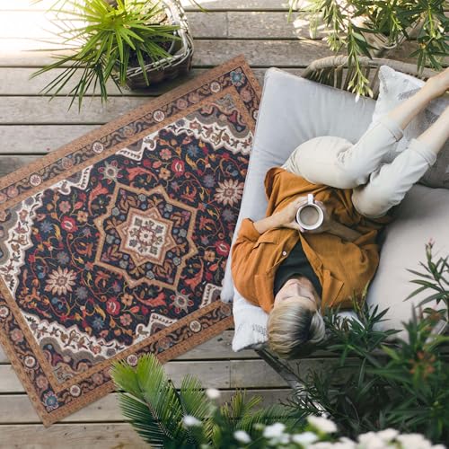 Tapis en vinyle pour balcon et terrasse au design rectangle de jardin