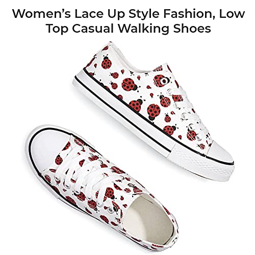 SAGEFINDS Ladybug Canvas Sneakers | Women’s Lace Up Style Fashion | Low Top Casual Walking Shoes3