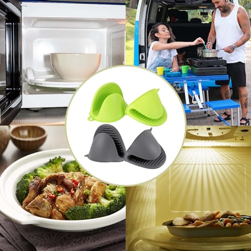 Vexquivera 4PCS Silicone Oven Mitts, Cooking Mitts, Heat Resistant Silicone Oven Gloves High Temperature Resistant for Air Fryer (Grey, Green) - Cosy Home Interiors Vexquivera 4PCS Silicone Oven Mitts, Cooking Mitts, Heat Resistant Silicone Oven Gloves High Temperature Resistant for Air Fryer (Grey, Green) - Image 5