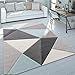 Produktbild Paco Home Designer Teppich Moderner Konturenschnitt Trendige Dreiecke Pastell Grau Türkis, Grösse:120x170 cm