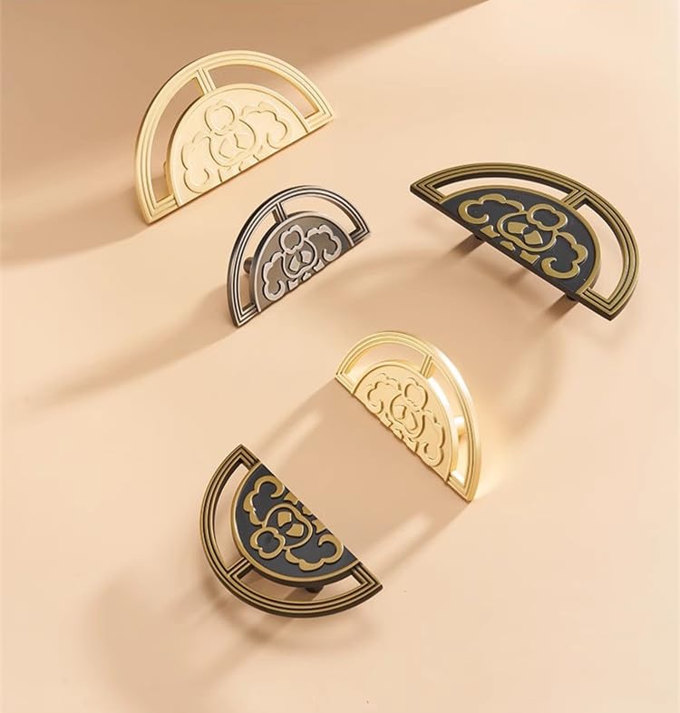 Dannisly Cabinet Knobs Gold Drawer Ring Pulls 1.57" Diameter Single Hole Zinc Alloy Round Cabinet Handles Bathroom Cabinet Hardware, Pack Of 2