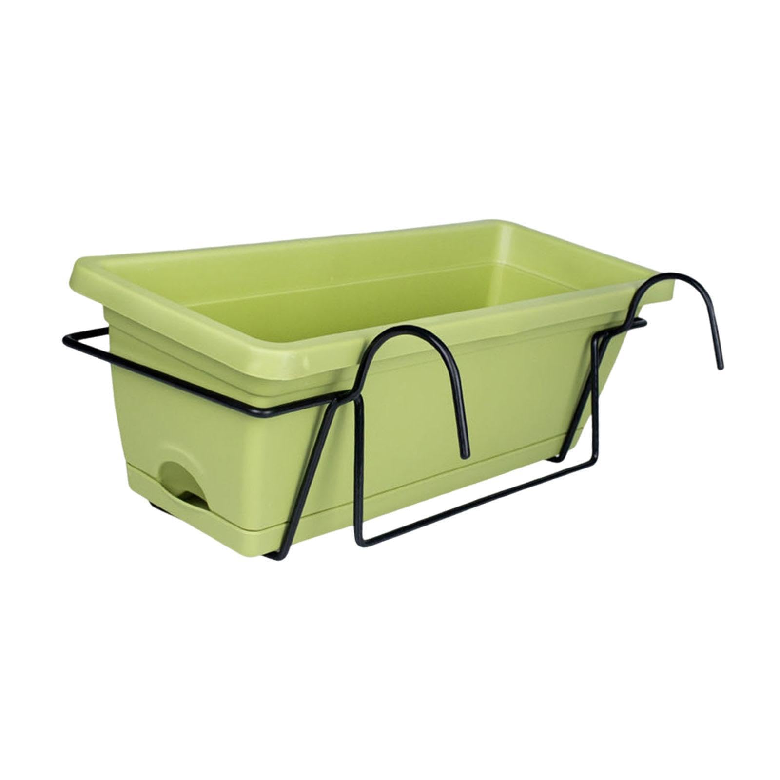 mophrati Rectangular Flower Window Box Fence Potted Stylish Way To Display Plants Featuring Removable Tray And User-Friendly Vegetable Planter Flower Plant Pot, green