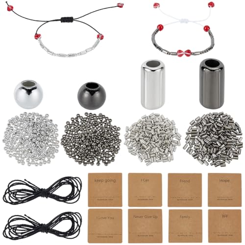 SUNNYCLUE 1219 pcs trousse bracelet code morse perles argentées