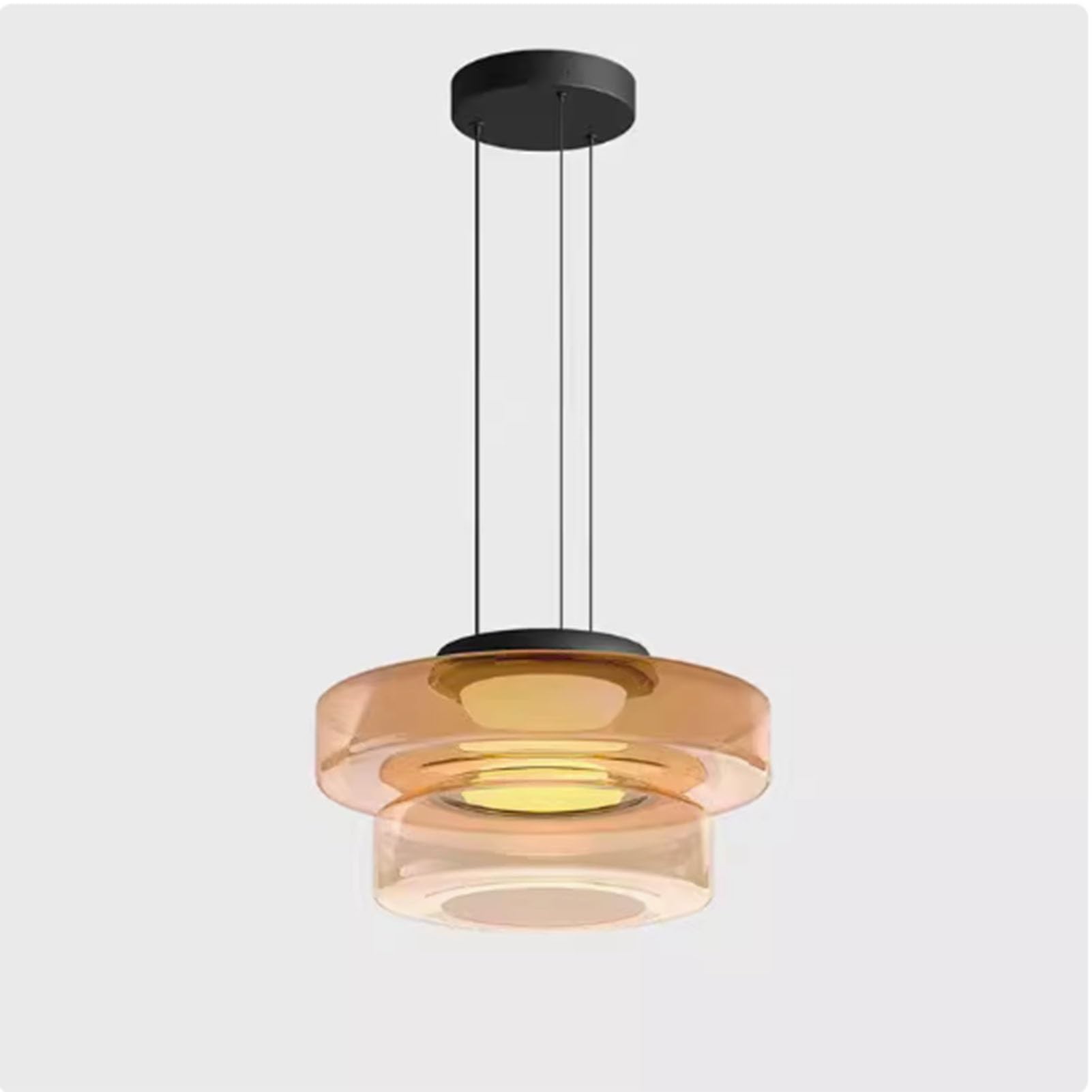 Glass Pendant Light, Hanging Ceiling Light Fixture With Adjustable Cord, 1 Layer Nordic Style Kitchen Island Pendant Lighting, Hanging Light For Living Room Bedroom And Hallway(Amber,25*45CM)