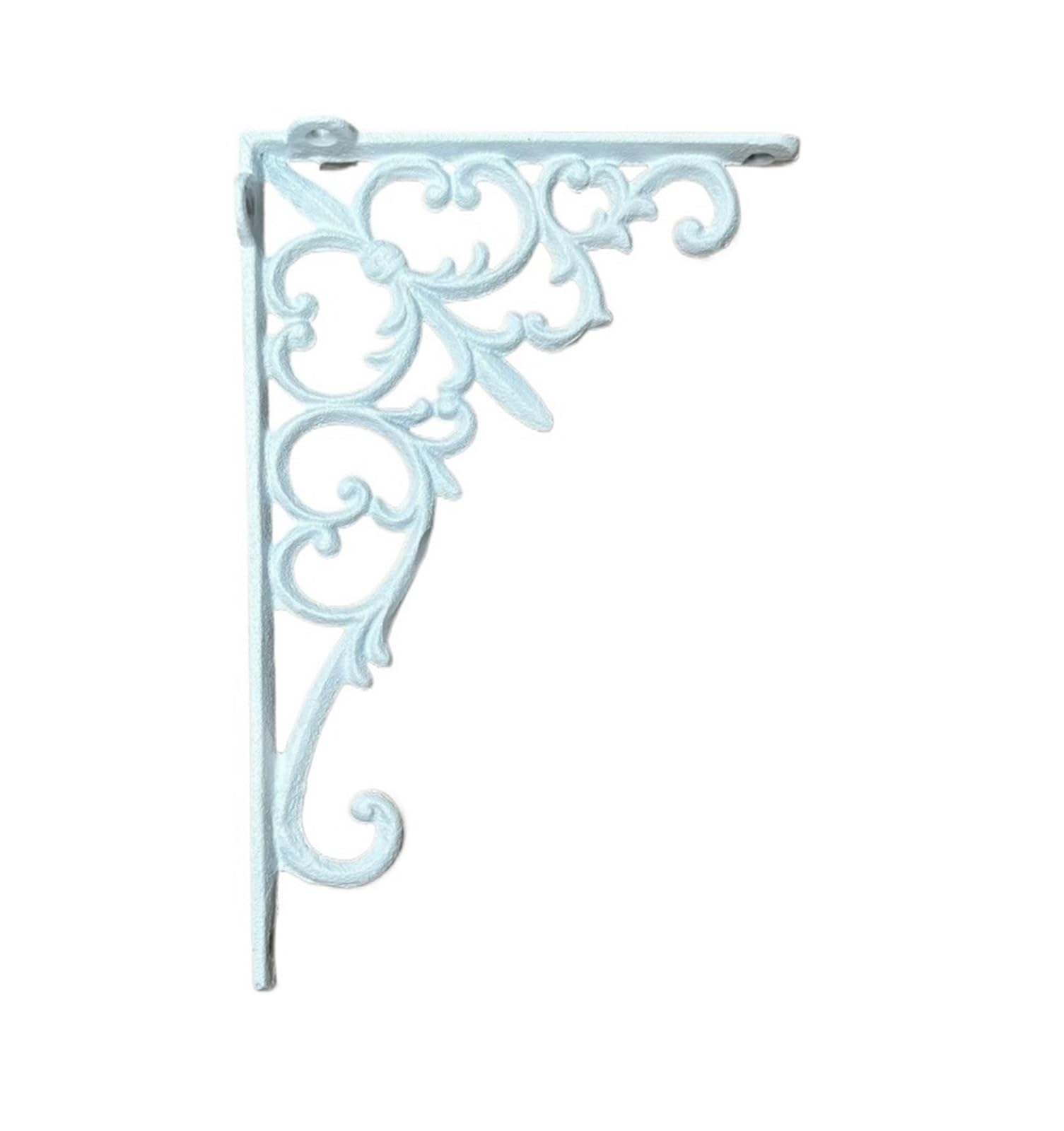 Soporte de pared de hierro fundido blanco con diseño victoriano artesanal para estantes, 2 uds