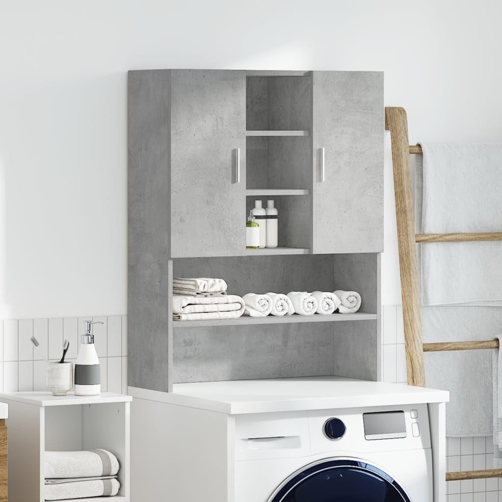 Armario de Lavadora vidaXL Gris Hormigón 70,5 x 25,5 x 90 cm, Mueble de Lavadora, Mueble de lavandería, Armario de baño