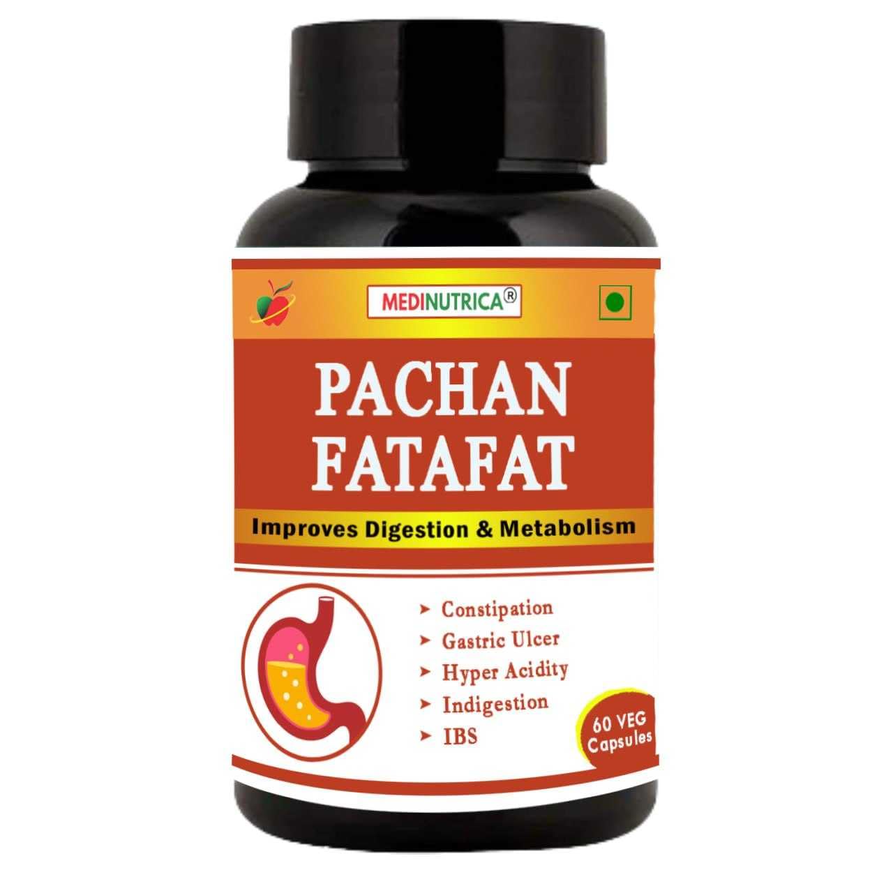 MEDINUTRICA Pachan Fatafat Capsule -100% Pure Herbal Extract Veg Ayurvedic Medicine for Constipation, Acidity, Gas, Indigestion, IBS & Gastic Ulcer - 60 Veg Capsules(Pack of 2) (B09MQFGYWX) Amazon Price History, Amazon Price Tracker