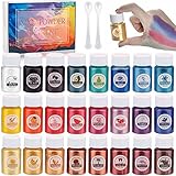 VIPNAJI Poudre de mica - Pigment résine époxy 24 couleurs × 15g,colorant de savon, Métallique Naturel pour la fabrication de bijoux, Bougie,Vernis à Ongles,Bombe de Bain etc