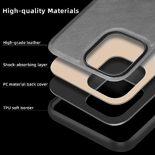 Image of X-level Compatible with iPhone 15 Pro Case, Premium PU Leather Soft TPU Bumper Shockproof Protective Phone Case Slim Cover for iPhone 15 Pro - Gray