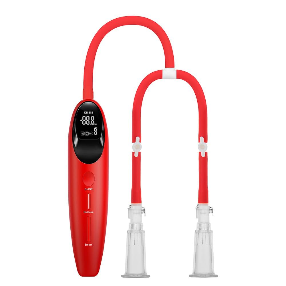 Aspirador eléctrico para pezones – con alta potencia de succión con sistema de manguera – Extractor de pecho desmontable – Ideal como juguete sexual Bondage BDSM – Juguete sexual para mujeres, hombres