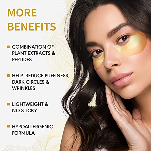 Kinpur Organic Cosmetics Under Eye Patches - 60Pcs Gold Eye Patches For Puffy Eyes, Dark Circles, Eye Bags - Collagen Under Eye Mask With Vitamins - Eye Gel Pads For Wrinkles - American Quality #TOP4