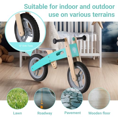 Image of Wooden Toddler Balance Bike, Kids Balance Bike for 3 Year Old with Adjustable Seat, No Pedal Toddler Bicycle for Kids 3-5 for Boys and Girls Birthday Gifts Toys
