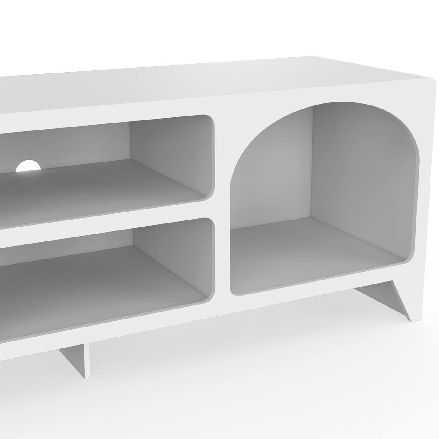 IDMarket - Meuble TV 140 cm Organique Alesia 6 niches Bois Blanc