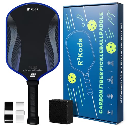 Image of Upgraded Pickleball Paddles Set of 2 or Single Paddle - R Koda USAPA Approved Fiberglass Surface / T700 Raw Carbon Fiber Pickleball Rackets Set for Men & Women