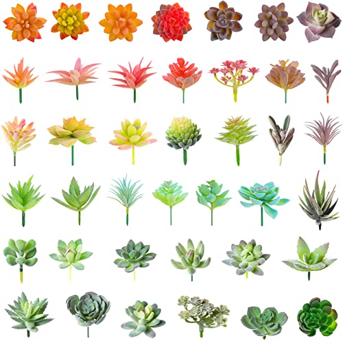 Tigeen 人工多肉植物 人工多肉植物 人工多肉植物 リアルなフェイク多肉植物 鉢なし ミニ多肉植物 DIY ガーデン ホーム オフィス 屋内装飾 40ピース