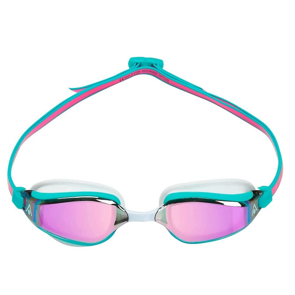 Aquasphere Aqua Sphere Fastlane Swimming Goggles Pink Turquoise Titanium Mirror Lens