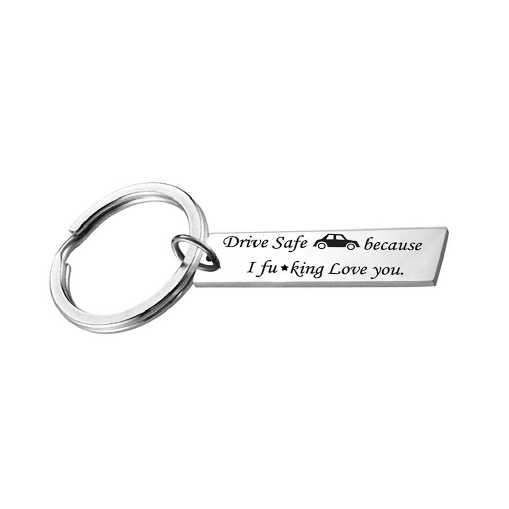 Meiligo Drive Safe I Need You here with me Keychain Trucker Husband Dad Gift for Dad Boyfriend New Driver (Love You Keychain)