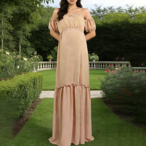 Robe de maternité longue pour photographie du ventre élastique en polyester