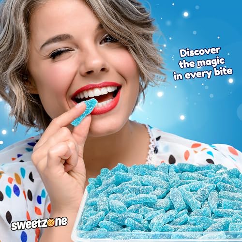 Sweetzone Fizzy Blue Raspberry 805g - 350pcs of Gummy Sweets - Delicious Raspberry Fruit Chews, Sweet Indulgence, Dive into Blue Sweets Bliss with these Halal Sweet Snack Gummies, Perfect for Everyone