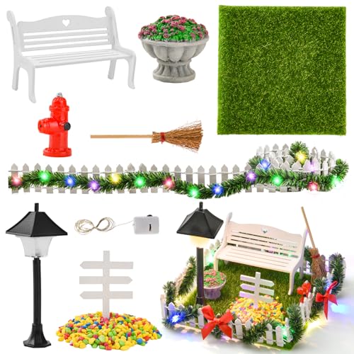 DAOUZL Adornos de Accesorios de Jardín en Miniatura,16 PCS Juego de Accesorios Jardín En Miniatura,1:12 Decoración de Casa de Muñecas,Paisaje para Decoración de Casa de Muñecas,Decorar Mini Jardín (A)