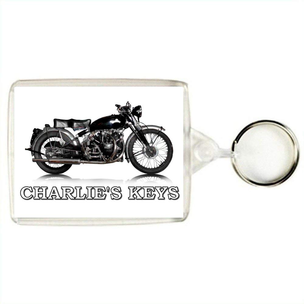 Key Expressions Black Personalised Classic Motorcycle Keyring/Bag Tag For Vincent Shadow Enthusiasts