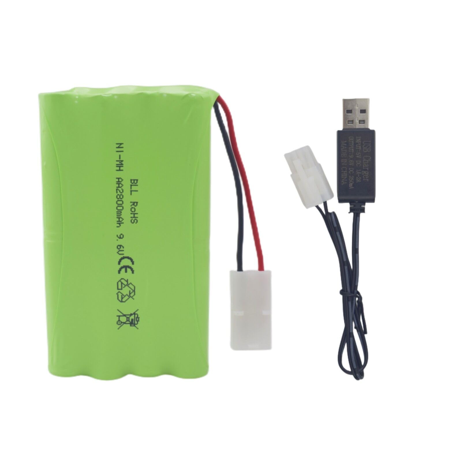 9.6V 2800mah AA Batteries Rechargeables avec Prise Tamiya et câble de Chargement USB pour Voitures-Jouets RC Camions Chars Véhicules d'ingénierie Bateaux