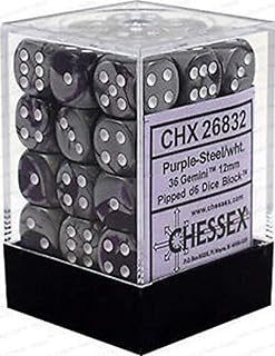 Chessex CHX26832 Dice - Gemini: 36D6 Purple/Steel/White